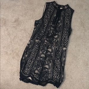 Lace high neck romper
